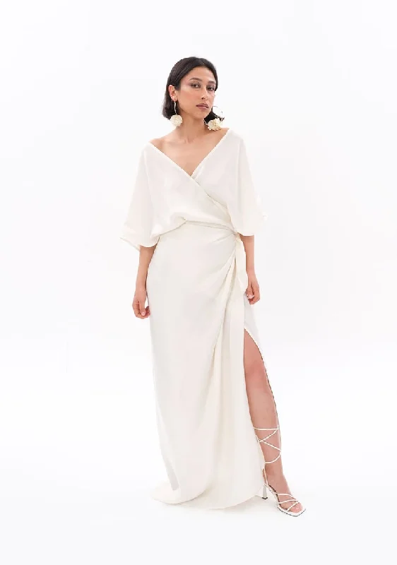 White Luxe Tencel Dress Beaded unclassified dresses