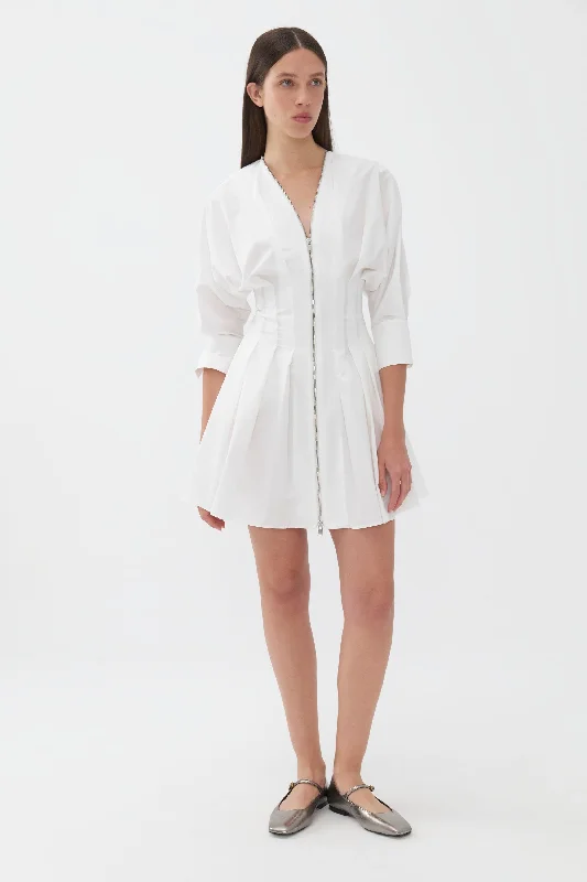 White Zippered Dress Flowy unclassified dresses