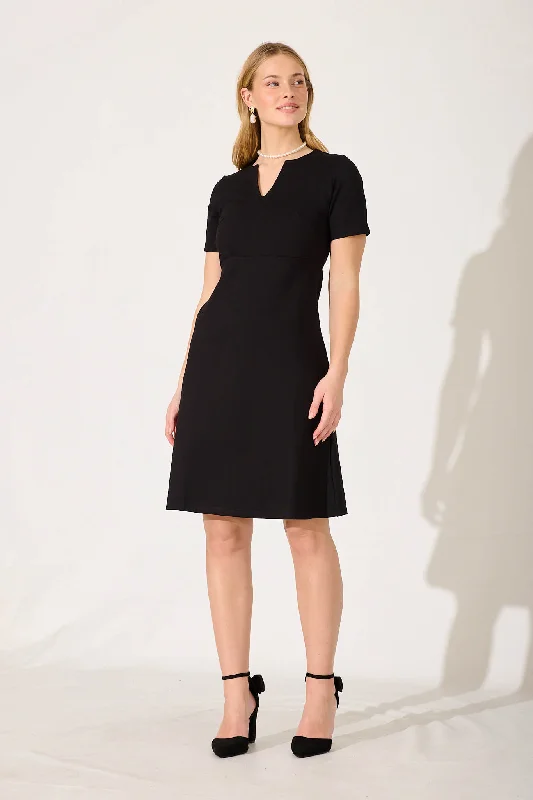 Workflow Stretch V Neck Dress In Black Party unclassified dresses