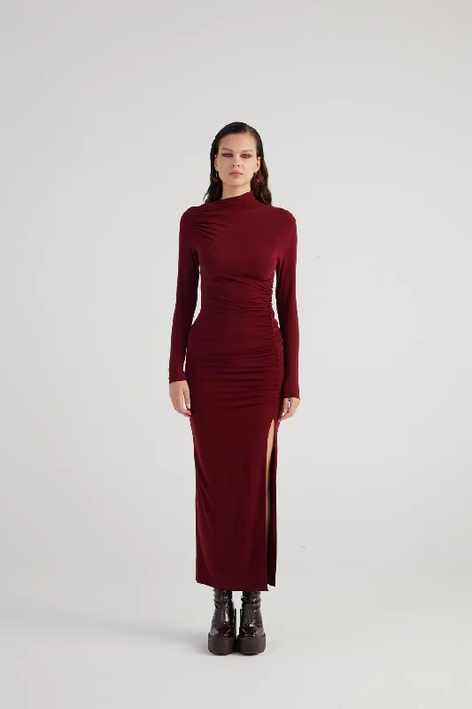 Yasmin Dress Burgundy Denim unclassified dresses