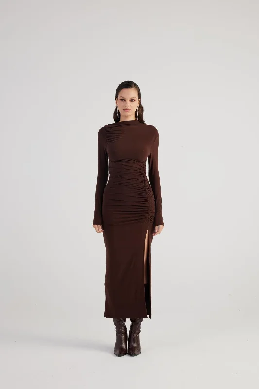 Yasmin Dress Coffee Chiffon unclassified dresses