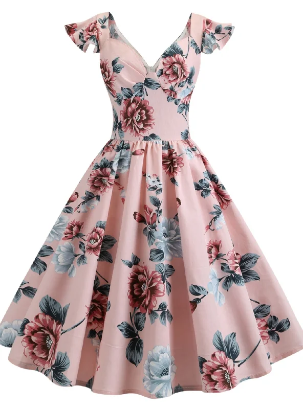 Flying Sleeves Retro Print Dress Best floral dresses for work