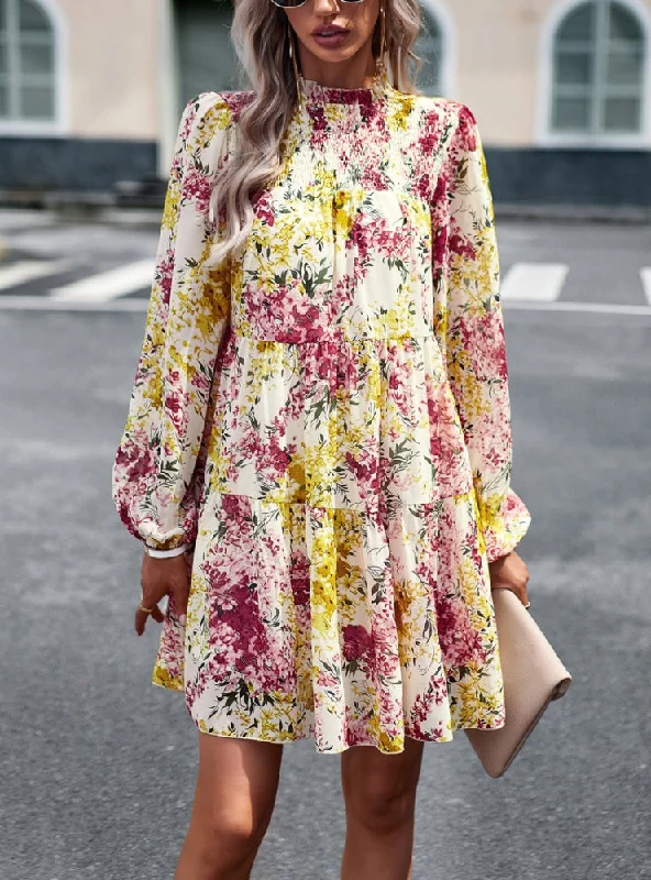 Women Printed Long-sleeved Dress Forever 21 floral dresses