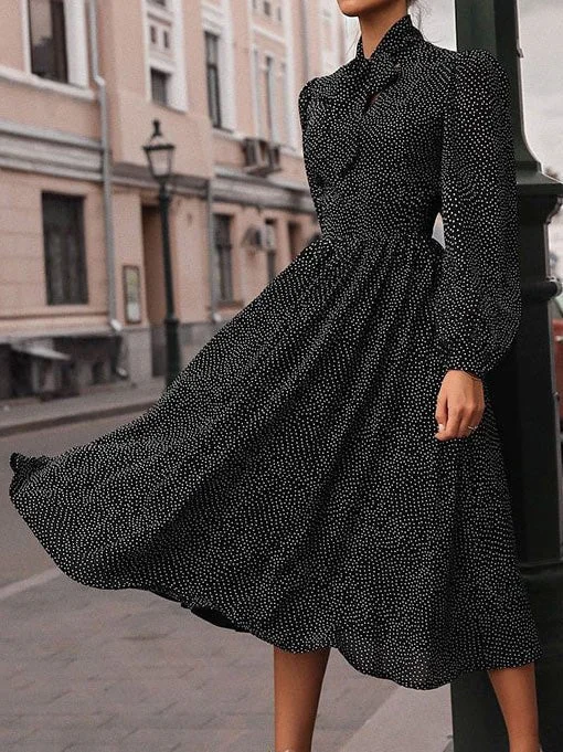 Women's Dresses Polka Dot Print Long Sleeve Dress Flowy floral dresses