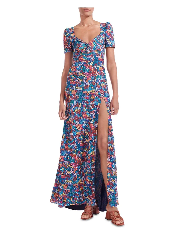 Lea Womens Floral Knot Front Maxi Dress Comfortable Maxi Look